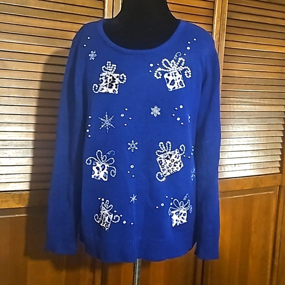 Isabella's Closet elegant knit sequin embellished Ugly Christmas X-Mas Sweater - Picture 3 of 11